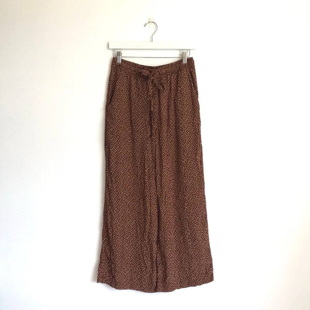& Other Stories Brown Tan Ditsy Floral Wide Leg Trouser Pants Size 4